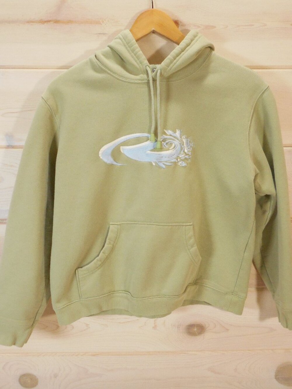 Y2K Roper Hoodie Juniors Size Medium Embroidered Logo Sage Green Vintage